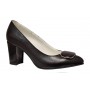 Pantofi dama office eleganti din piele naturala cu toc de 7cm - Model Arinna Negru
